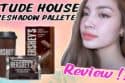 Etude House eyeshadow palette review with Hershey’s chocolate products displayed.